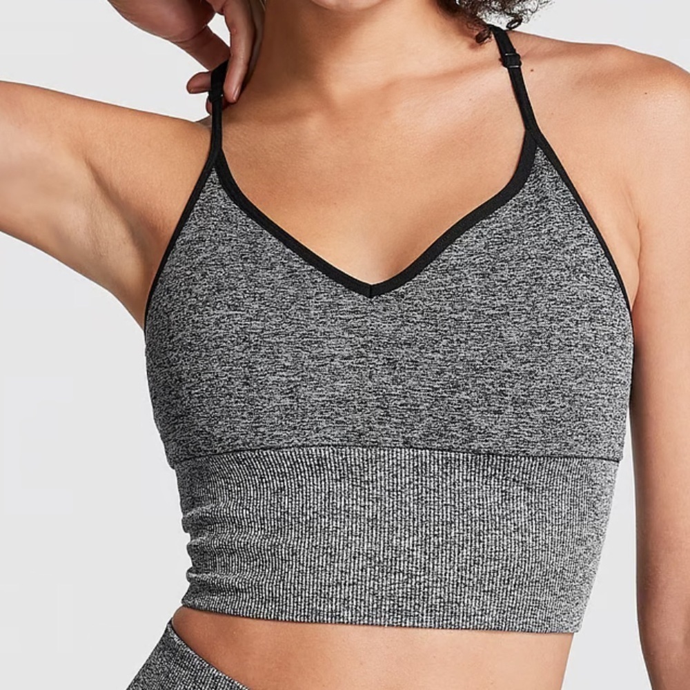 NWT Victorias Secret Pink Seamless Longline Sports Bra Gray Size XL or L